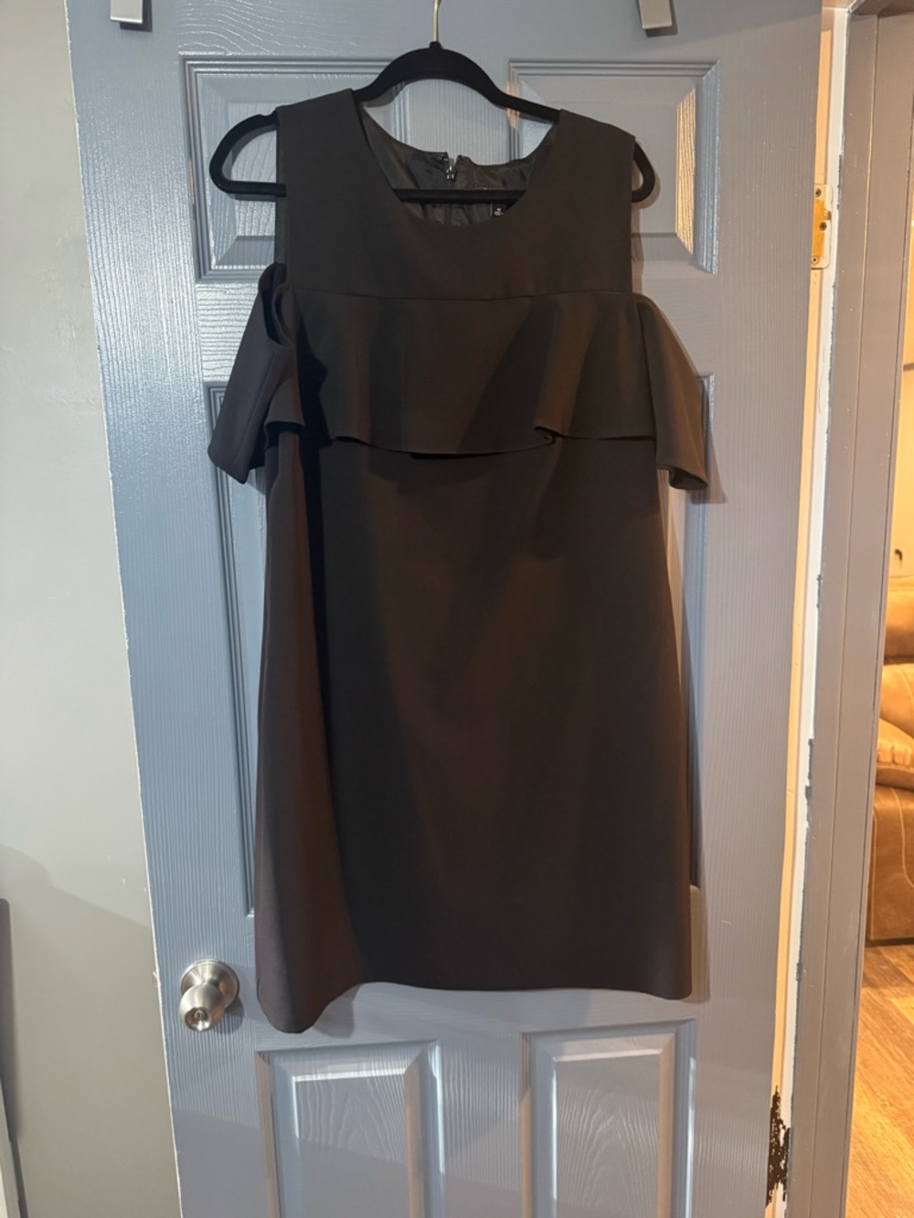 Black Cold-Shoulder Ruffle Dress - Women